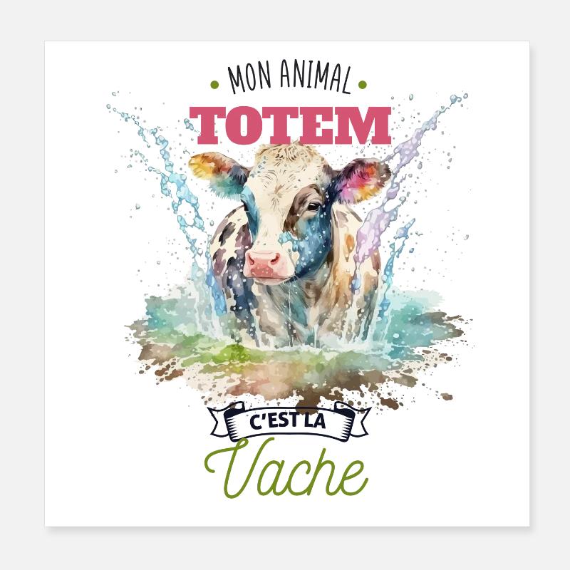 Mon animal totem c'est la vache Poster 20 x 20 cm
