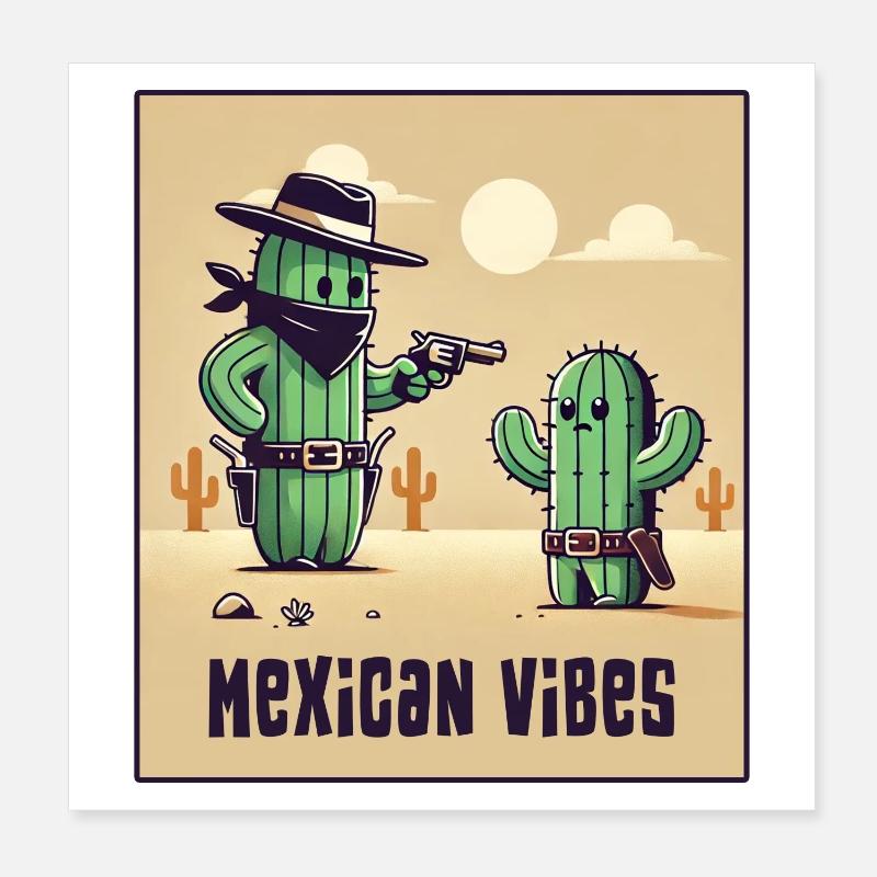 Motif de cactus du Mexique Poster 20 x 20 cm