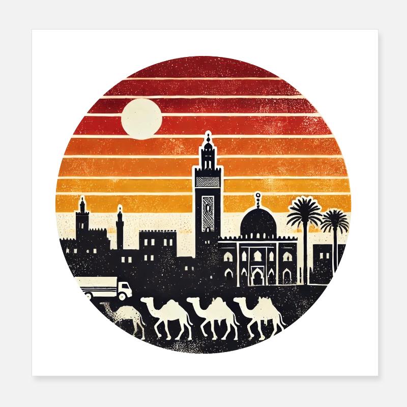Marrakech moské ørken design Poster 20x20 cm
