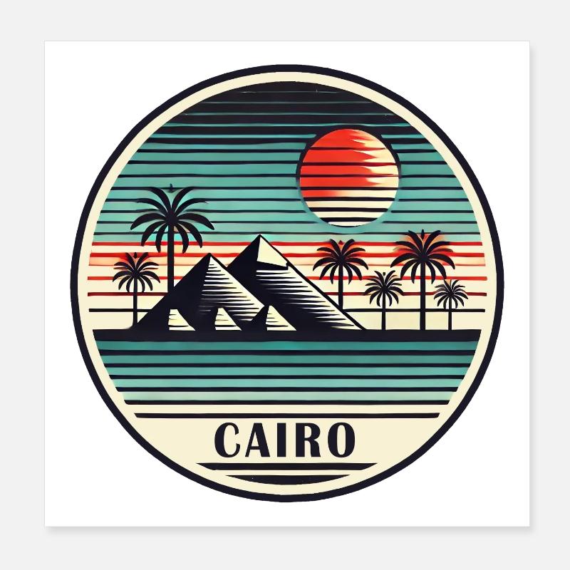 Le Caire, Égypte, Pyramides, Désert Poster 20 x 20 cm