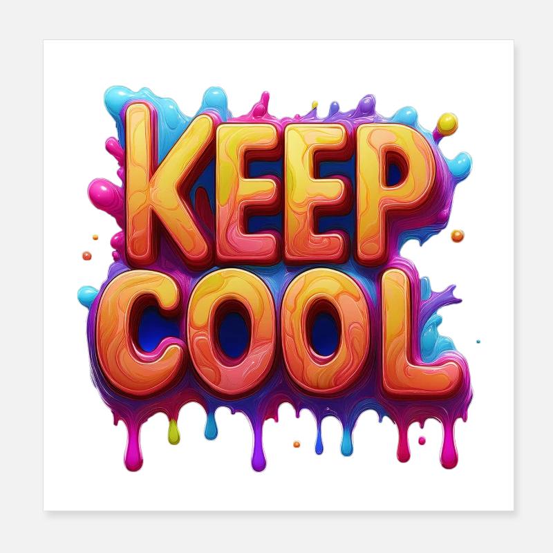 Keep cool text in 3D Poster 8" x 8" (20x20 cm)