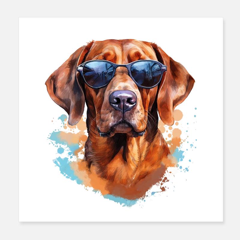 Magyar Viszla with sunglasses Poster 8" x 8" (20x20 cm)