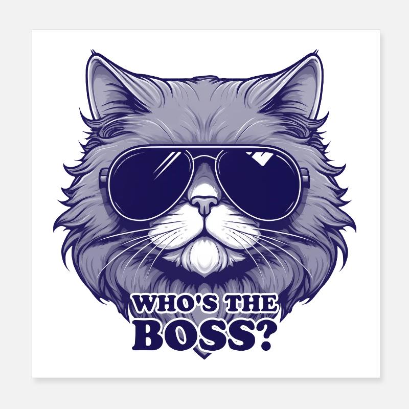 Chat Stylé avec Lunettes de Soleil Poster 20 x 20 cm