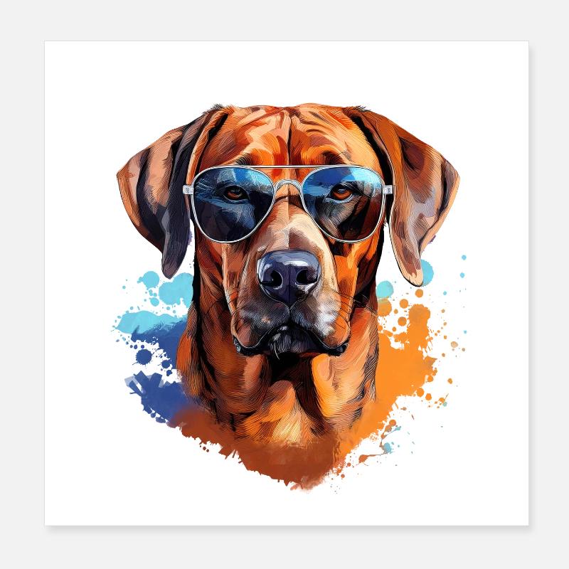 Rhodesian Ridgeback mit Sonnenbrille Poster 20x20 cm