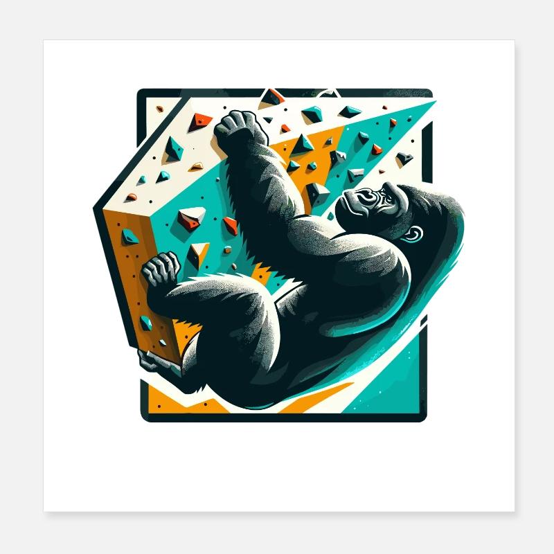 Bouldern Gorilla Geschenk Poster 20x20 cm