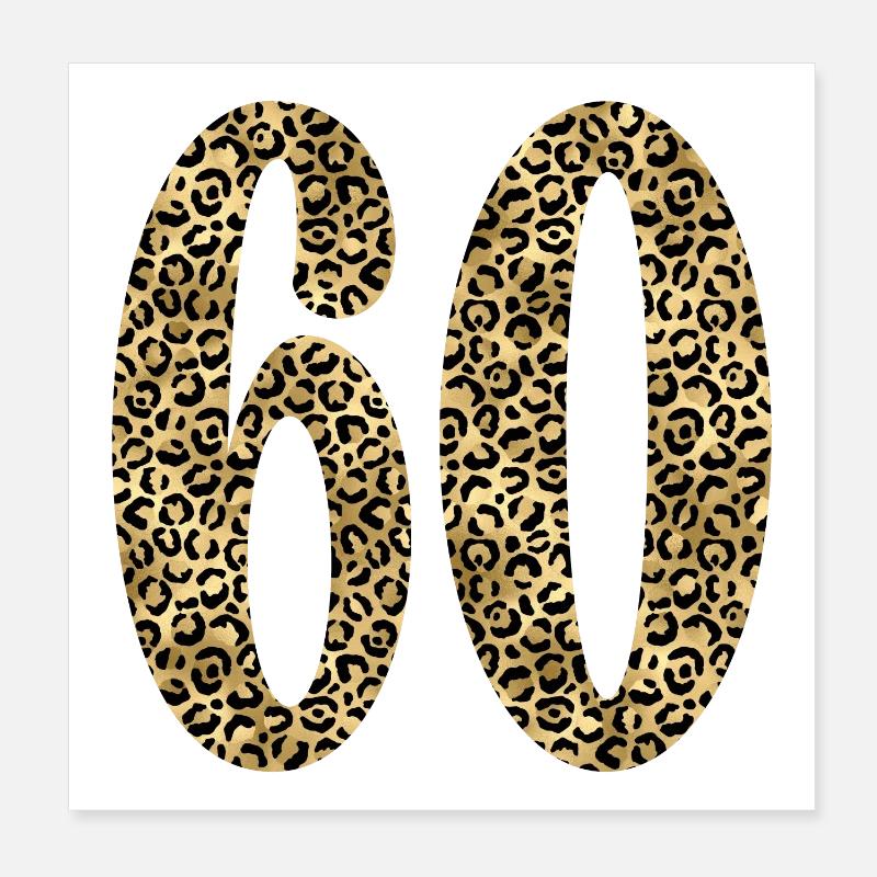 60e anniversaire - Numéro 60 Imprimé léopard Poster 20 x 20 cm