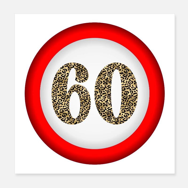 60e anniversaire - NUMÉRO 60 ATTENTION Poster 20 x 20 cm