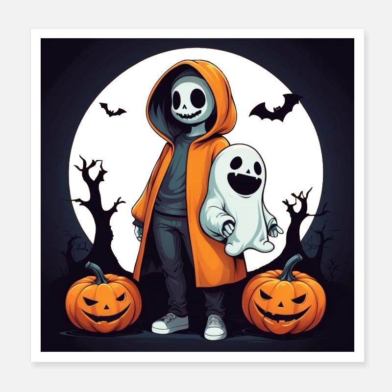 Halloween Ghosts - Poster 8" x 8" (20x20 cm) - white