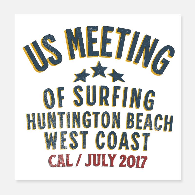 Surfen an der Westküste trifft Huntington Beach Poster 20x20 cm