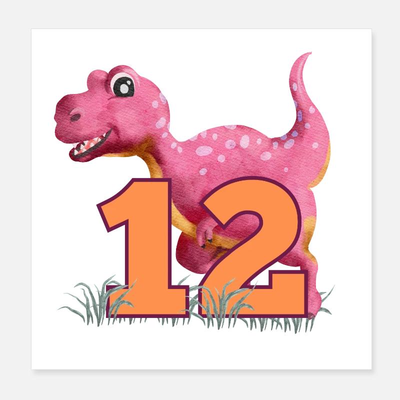 No.12 Dino Poster 8" x 8" (20x20 cm)
