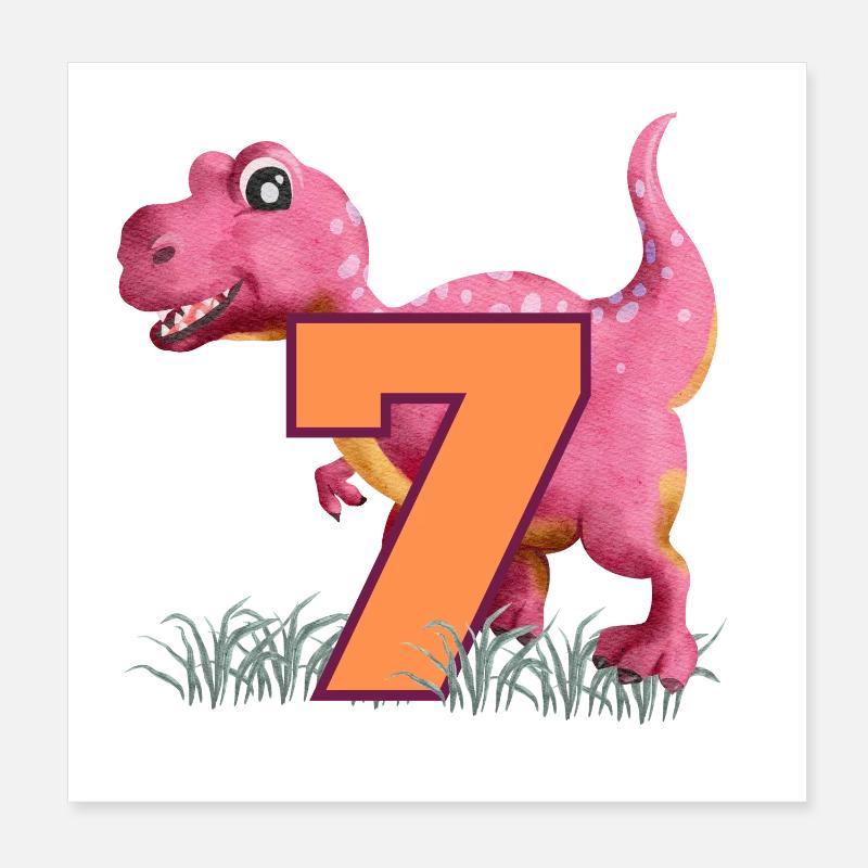 No.7 Dino Poster 8" x 8" (20x20 cm)