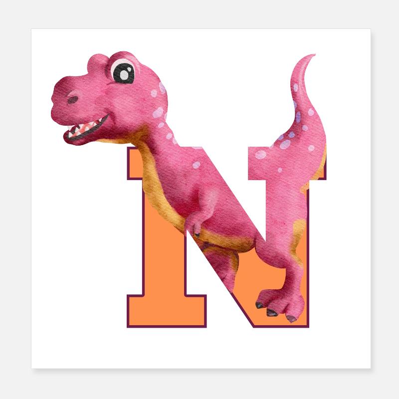 N - DINOSAUR, customizable Poster 8" x 8" (20x20 cm)