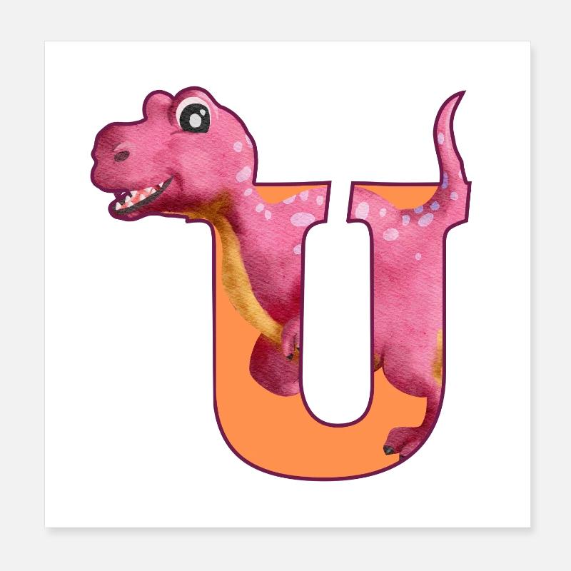 U - DINOSAUR, customizable Poster 8" x 8" (20x20 cm)