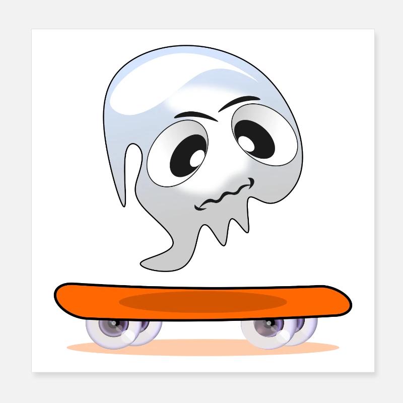 HALLOWEEN COSTUMES GHOSTS SKATEBOARD Poster 8" x 8" (20x20 cm)