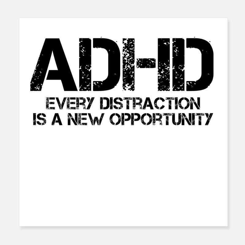 TDAH - Poster 20 x 20 cm - blanc
