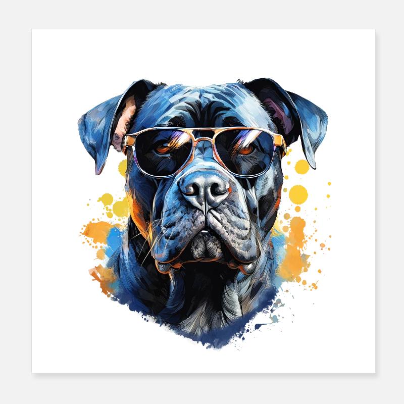 Cane Corso avec lunettes de soleil Poster 20 x 20 cm