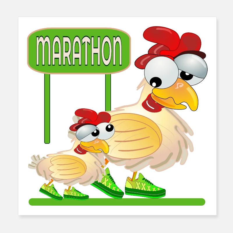 MARATHON RUNNING - POULTRY CHICKEN Poster 8" x 8" (20x20 cm)