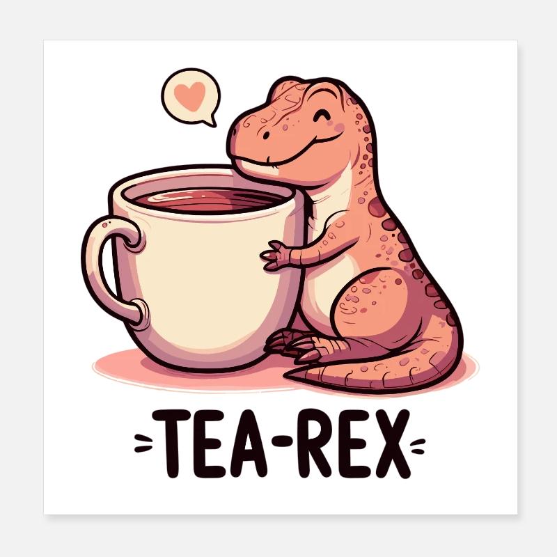 Tea Rex Tea Rex Tea Drinker Gift Poster 8" x 8" (20x20 cm)