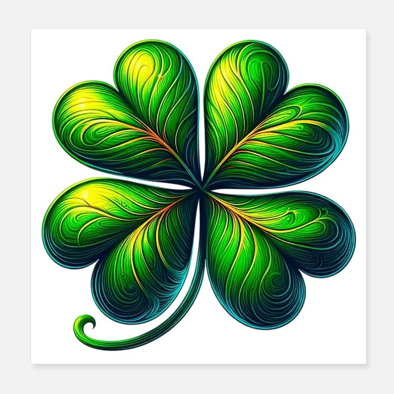 Vierblättriges Kleeblatt Poster 20x20 cm