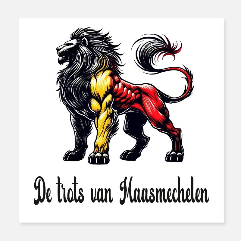 Maasmechelen Löwe Flaggen Design Poster 20x20 cm