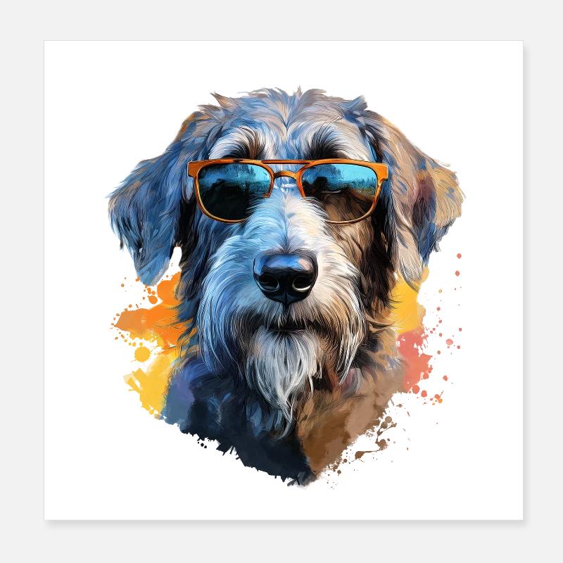 Wolfhound with sunglasses Poster 8" x 8" (20x20 cm)