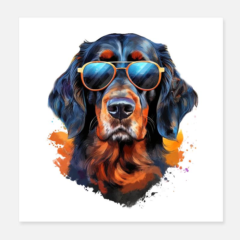 Gordon Setter avec lunettes de soleil Poster 20 x 20 cm