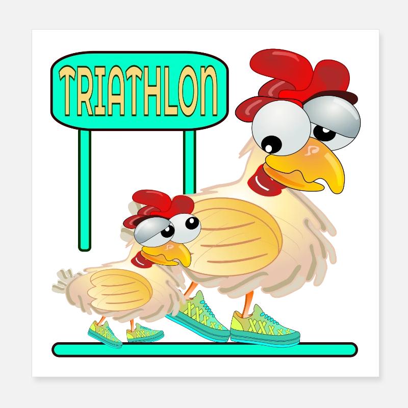 COURSE DE TRIATHLON - VOLAILLE POULET Poster 20 x 20 cm