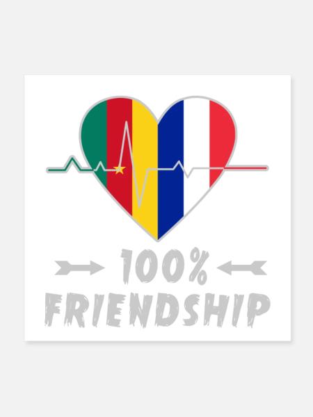 Cameroon and France 100% friendship - Poster 8" x 8" (20x20 cm) - white - Front