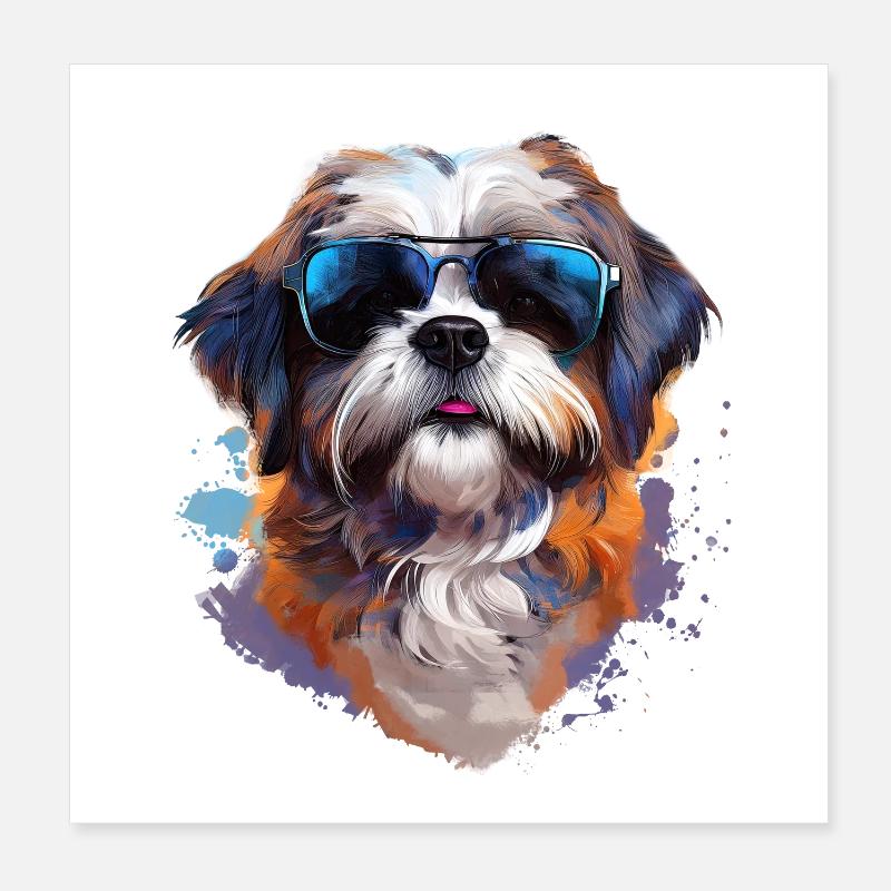 Shi Tsu mit Sonnenbrille Poster 20x20 cm