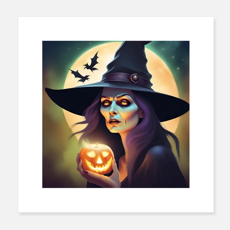 halloween, sorcière, citrouille Poster 20 x 20 cm