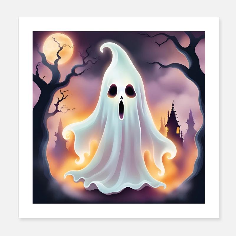 Ghost, Halloween, Scare Poster 8" x 8" (20x20 cm)