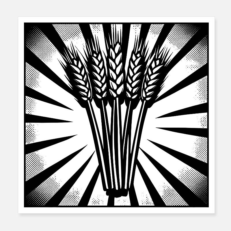5 Weizenähren Highlight Dunkel Poster 20x20 cm