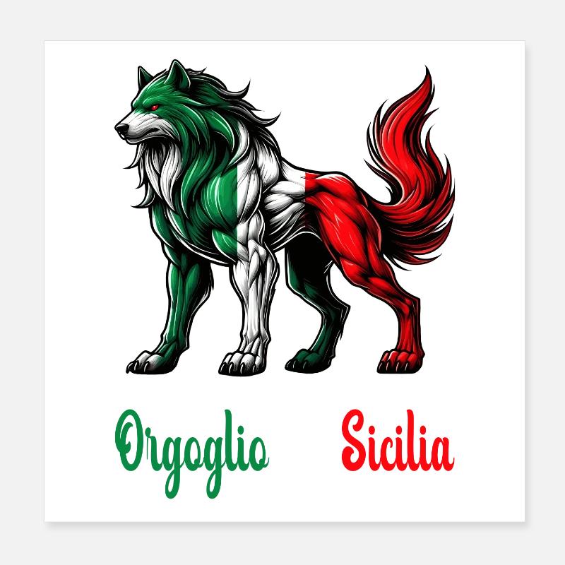 Drapeau de la fierté de la Sicile et de l'Italie Poster 20 x 20 cm