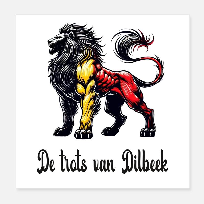 Motif du drapeau lion de Dilbeek Poster 20 x 20 cm