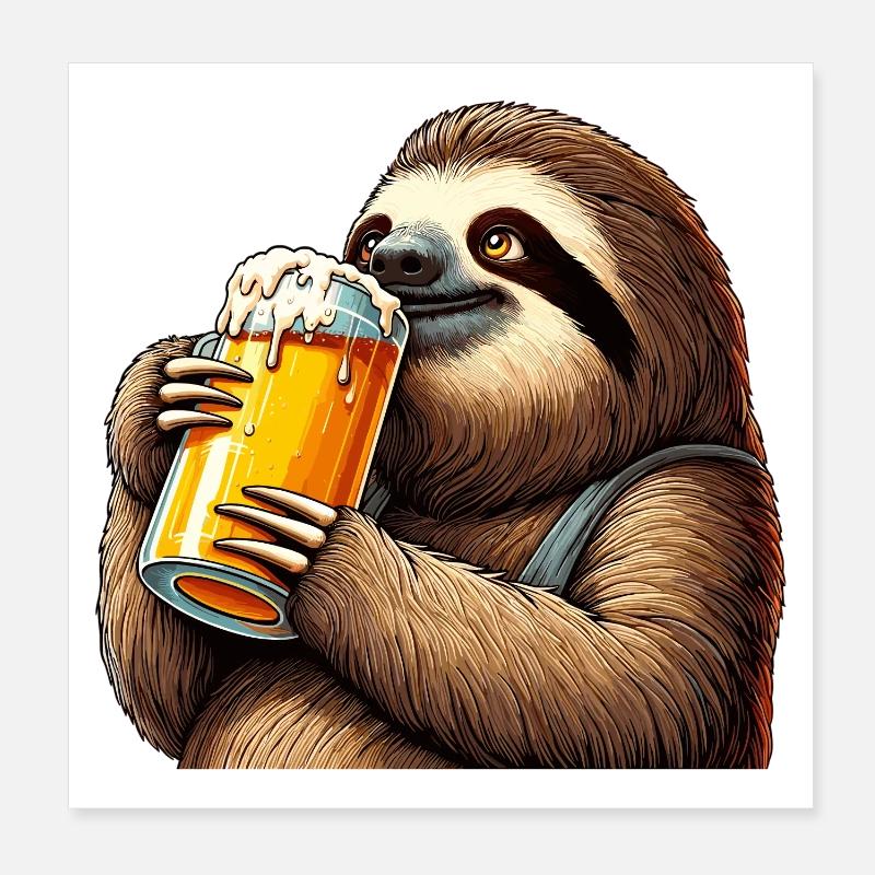 Bier Faultier Genuss Geschenk Poster 20x20 cm