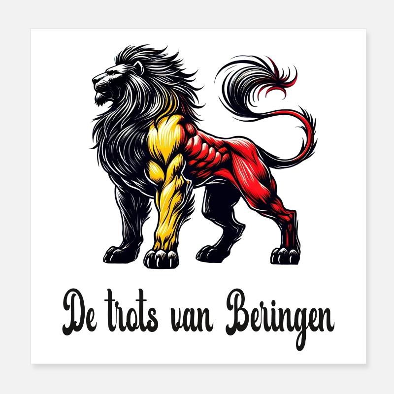 Motif du drapeau lion de Beringen Poster 20 x 20 cm