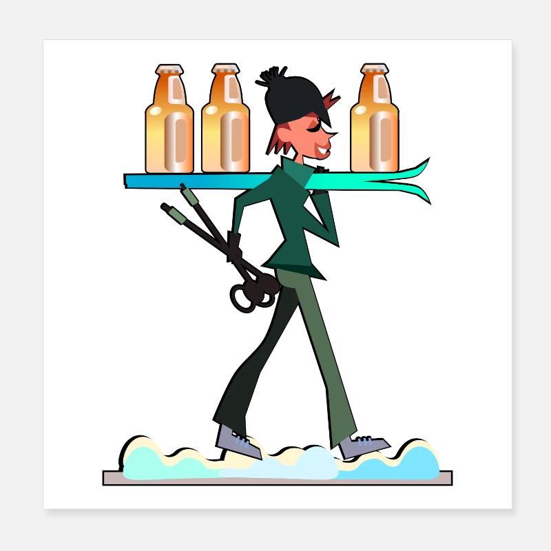 Apres-Ski Skifahrerin - BIER Poster 20x20 cm