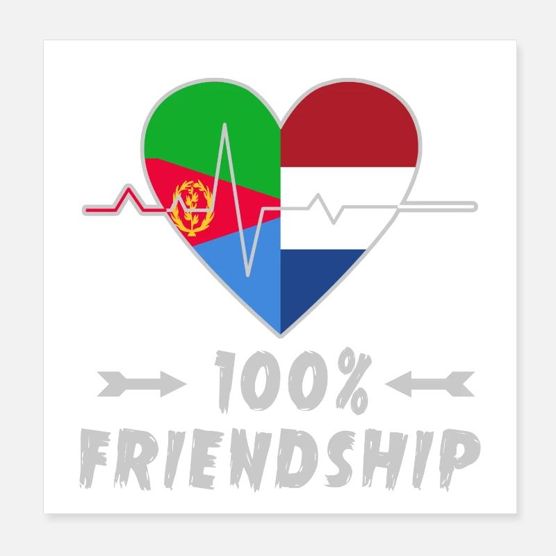 Eritrea and Netherlands 100% friendship Poster 8" x 8" (20x20 cm)