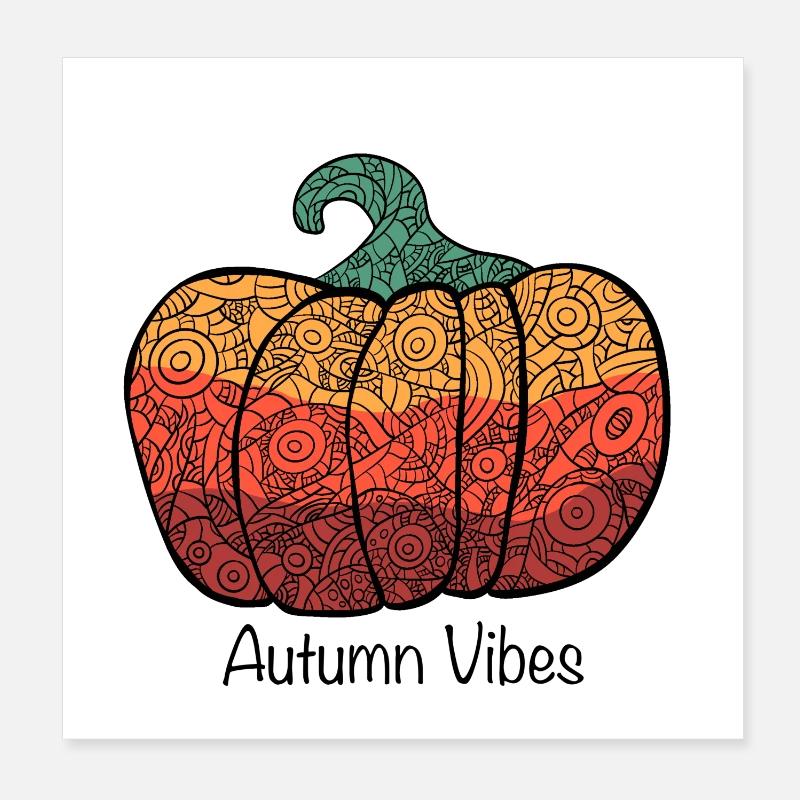 Mandala Herbst Kürbis Autumn Vibes - Poster 20x20 cm - Weiß