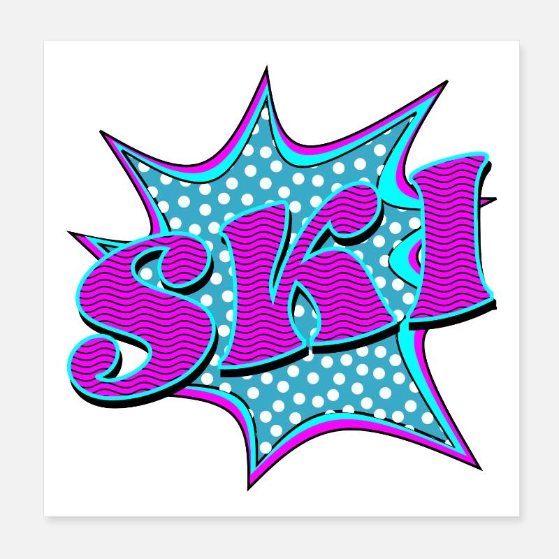 POPPART SKIING - SKIING SKIING Poster 20 x 20 cm