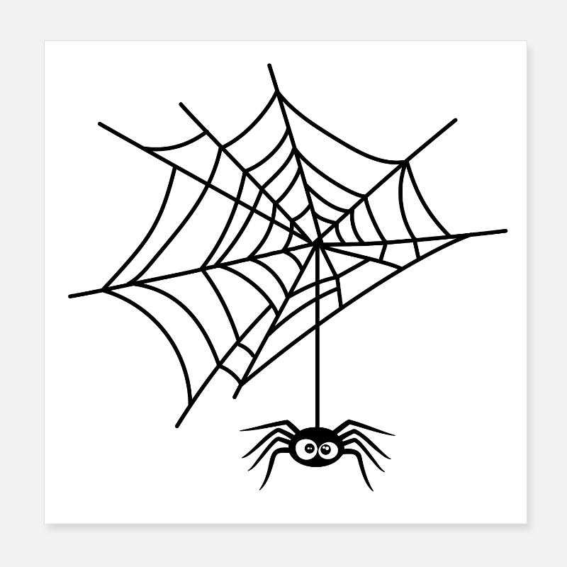 Halloween funny spider hanging from its web Poster 8" x 8" (20x20 cm)