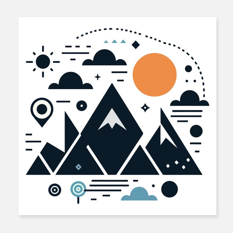 Gebirge Poster 20x20 cm