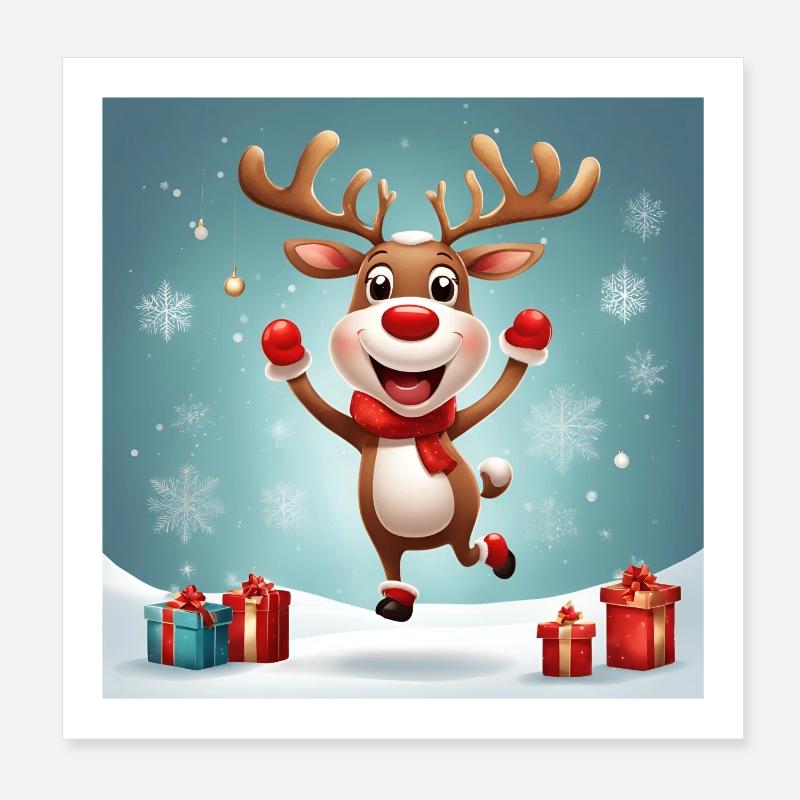 joyeux Noël, joyeuses fêtes; rennes Poster 20 x 20 cm