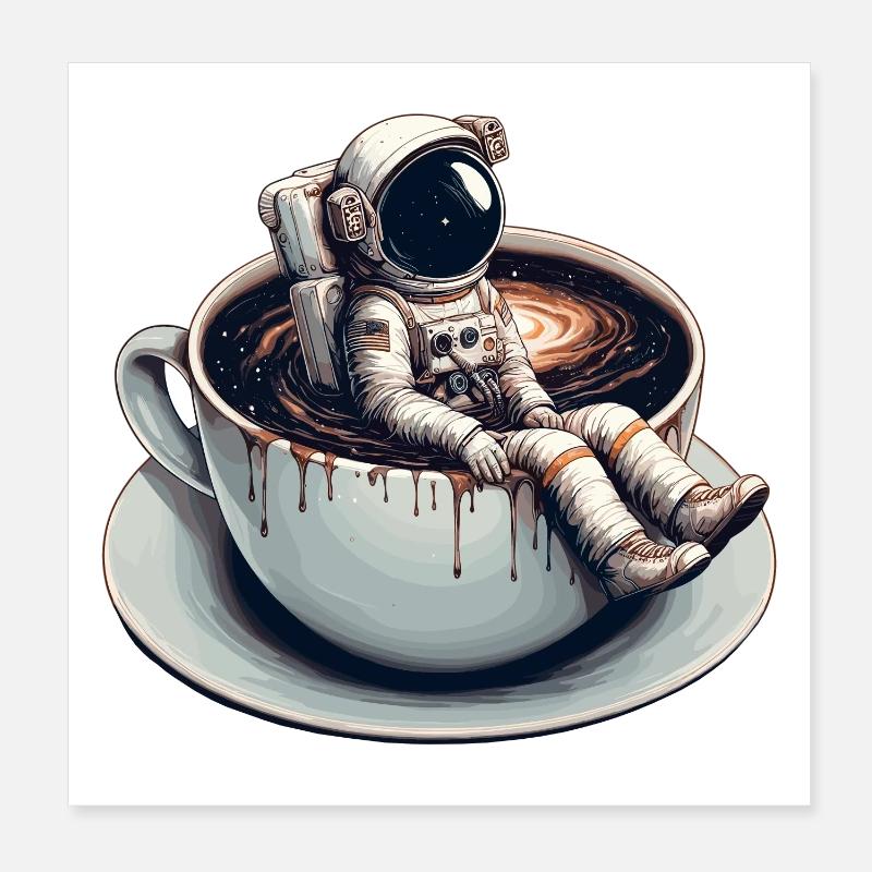 Café astronaute Mug Galaxy Cadeau Poster 20 x 20 cm