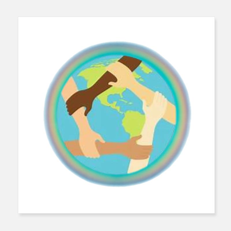 Unité mondiale et entraide Poster 20 x 20 cm