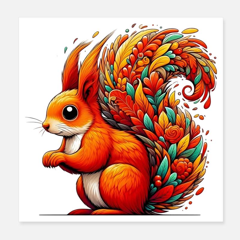 Squirrel Poster 8" x 8" (20x20 cm)