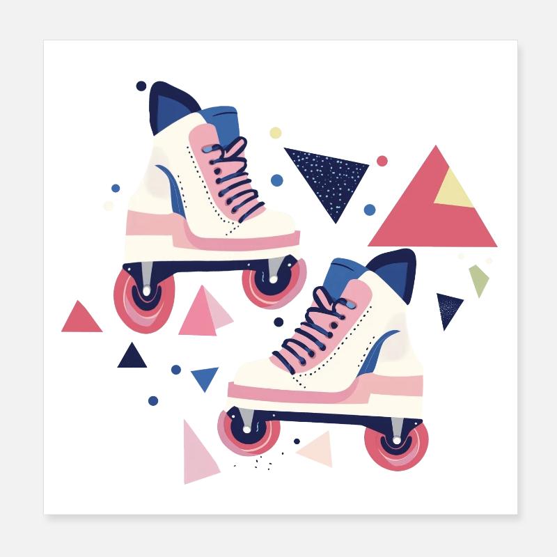 Rollschuhe mit 90er Jahren Muster Poster 20x20 cm