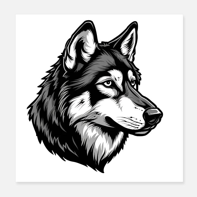 Porträtillustration eines atemberaubenden Wolfes Poster 20x20 cm