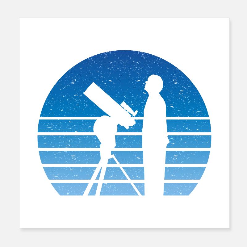 Astronome télescope rétro Vintage Outer Space étoiles Poster 20 x 20 cm