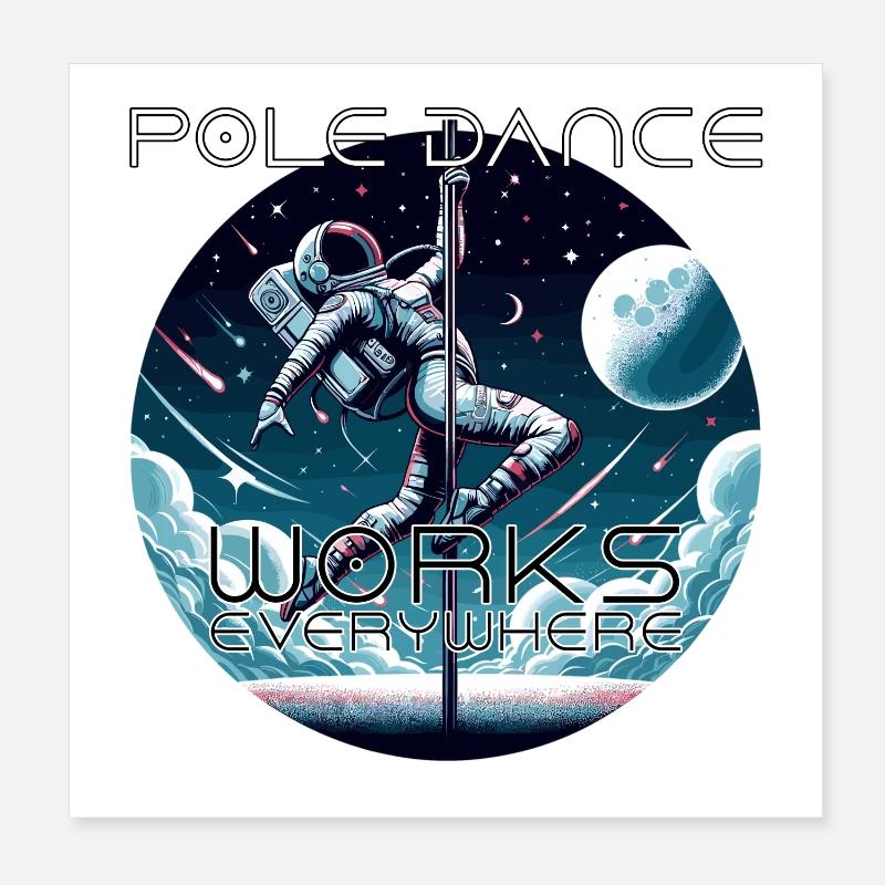 Pole Dance Astronaut Pole Dance Gift Poster 8" x 8" (20x20 cm)